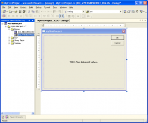 Resource View за MFC dialog app